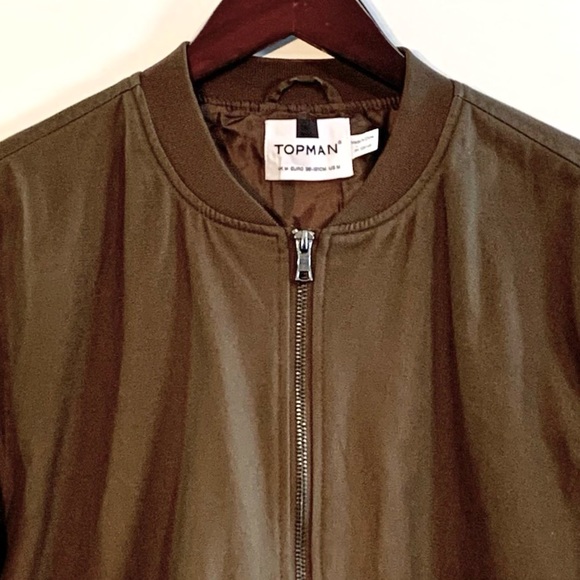 TOPMAN LIGHTWEIGHT MEN'S BOMBER JACKET, OLIVE/KHAKI, 100% COTTON, SIZE MED. NWOT - Picture 3 of 12